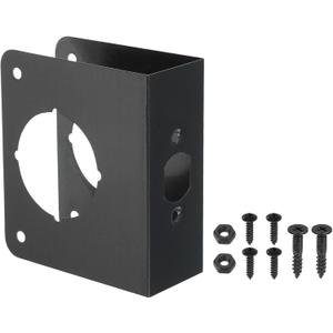 PATIKIL Door Reinforcement Plate, 1 Set Doors Reinforce Repair for 1-3/4" Thick Door 4-1/2" Size Door Knob Lock Latch Deadbolt Cover Plate Home Security, Black
