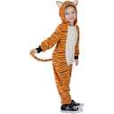 Wizland Kids Fleece Tiger Costume Onesie,Unisex Kid Animal Outfit Christmas Halloween Dress Up 6-8