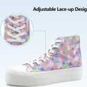 Womens Platform Canvas Sneakers Mens High Top Classic Canvas Shoes Unisex Casual Tennis Comfortable Fashion Sneakers Lace-Up (7.5 Women/6 Men, Pinkrainbow)