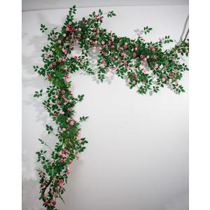 6FT Bendable Pink Flower Garland, Artificial Rose Vine Hanging Floral Garland with 3D Butterflies for Room Decor Wedding Trellis Fence Home Wall Decoration , Pink, 2pcs 