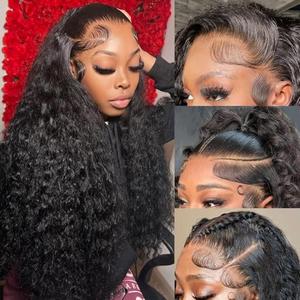 26 Inch Deep Wave Lace Front Wigs Human Hair, 13x4 HD Lace Front Human Hair Wet and Wavy Glueless Frontal Deep Curly Wig for Women, Pre Plucked, 180 Density, Small Knots,Average Cap, Tangle Free