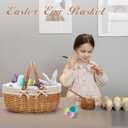 G GOOD GAIN Wicker Picnic Basket with Double Folding Handles,Willow Picnic Hamper,Natural Hand Woven Easter Basket,Easter Eggs and Candy Basket,Bath Storage,Gift Packing Basket.White