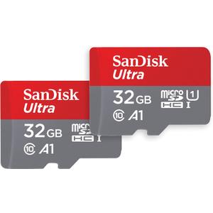 SanDisk 32GB (Pack of 2) Ultra microSDHC UHS-I Memory Card (2x32GB) with Adapter - SDSQUA4-032G-GN6MT