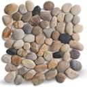 Stone Pebble Mosaic Tile, 12" x 12" Tumbled Stone Backsplash Tiles for Bathroom Kitchen Shower Floors and Wall Decor and Outdoor Areas, Pack of 5