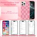 ZIYE for iPhone 16 Pro Max Case Pink Checkered Grids Plaid Checkerboard Pattern Phone Case Soft TPU Bumper Hard PC Cute Protective Cover Slim Lightweight Design Cases