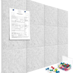 Cork Boards for Walls 48" x 36" Felt Board Alternative, 12 Pack Felt Wall Tiles Bulletin Board, Large Cork Board for Office Pin Board Tack Board Cork Boards (Gray)