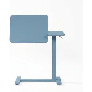 Overbed Table Adjustable Height 30"-43", Rolling Laptop Desk with Wheels, Tilt Split Top Over Bed Table for Hospital, Home, or Bedroom Use, Portable Bedside Table Stand (Tiltable Top, Blue), 28" x 16" x 29.9"-43.3"