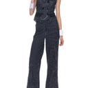 EraSpooky Women Gangster Costume Adult 1920s Pinstripe Suit, Include Sleeveless Jacket Pants Necktie Wristband Hat S