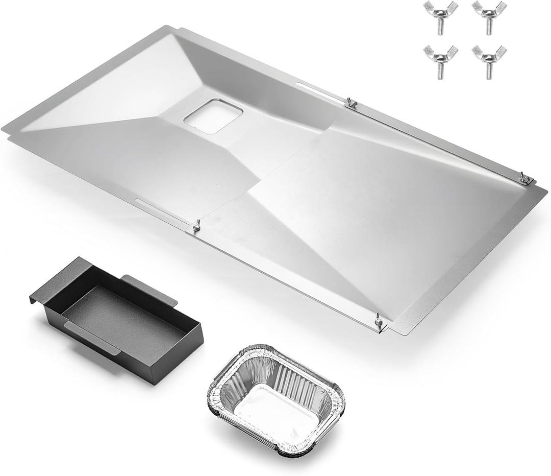 Grease Tray with Catch Pan fits Dynaglo, Nexgrill, BHG, Kenmore, Backyard, Charbroil, Uniflame, Expert Gas Grill, Adjustable Drip with Catch Pan for 3/4/5 Burner Gas Grill