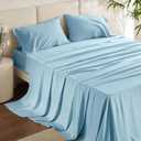 Bedsure Full Size Bed Sheets, Cooling Sheets, Rayon Derived from Bamboo, Breathable & Soft, Deep Pocket Up to 16 Inches, Hotel Luxury Silky Bedding for Hot Sleepers, Aqua