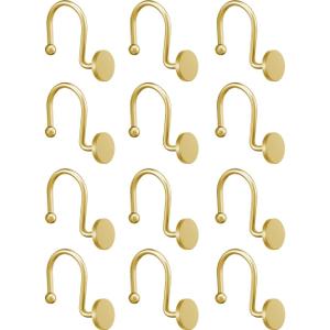 12Pcs Shower Curtain Rings,Bathroom Hook,Modern Decorative Shower Curtain Hangers,Smooth Glide Shower Hooks, Metal Round Decorative Shower Hooks Rings for Shower Curtain Liner.(Gold)