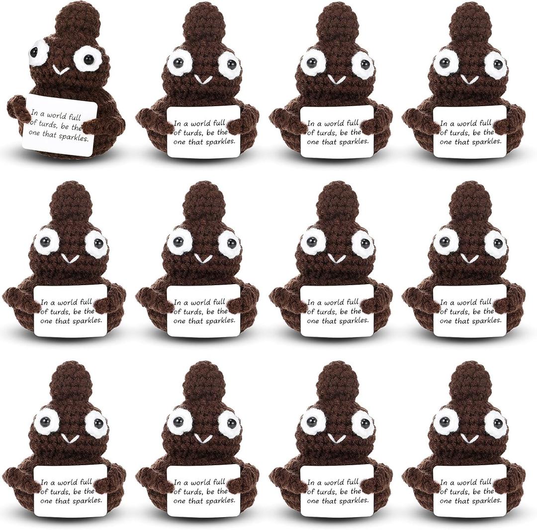 Yousoontic 8 Pack Funny Positive Dolls with Affirmations Cards Handmade Knitted Crochet Emotional Crochet Support Gag Gifts for Women Birthday Present