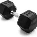 CAP Barbell Coated Hex Dumbbell Weight - Single | 35 lbs, Chrome Handle