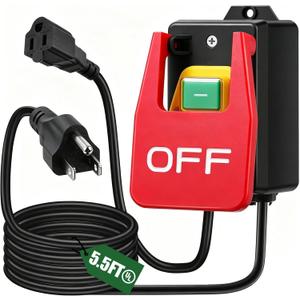 Paddle Switch for Table Saw, 110V to 120V Single Phase On/Off Switch with Large OFF Paddle for Emergency Stop, Power Switch with Heavy Duty Extension Cord, Fits Table Saw | Router Table | Drill Press