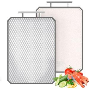 Callsky Cutting Board for Kitchen, Non Toxic Titanium Cutting Board, Double-Sided Metal Chopping Board with Juice Groove, Cutting Boards for Meat, Vegetables and Fruits, Dishwasher Safe Large 1611