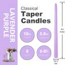 8 Pack 10 Inch Lavender Purple Taper Candles for Dinner Home Decor Wedding Shower