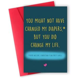 ATTLVV Funny Fathers Day Card for Step Dad, Happy Father's Day Gifts from Step Daughter Son,Bonus Dad Fathers Day Card Gift, Pack of 6