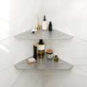 FerdY 2-Pack 10" Brushed Nickel Recessed Corner Shower Shelf, for Tiled Bathroom Walls, 304 Stainless Steel Floating Shelf, Shower Caddy Storage Shelves, No Drilling Required, Striped Diamond