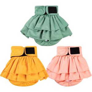 wegreeco Dog Diapers Female (3 Pack), Highly Absorbent Dog Diapers for Female Dogs in Heat, Incontinence, or Excitable Urination (HLF, Small) (Yellow, Green, Pink)
