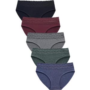 Wealurre Cotton Panties for Women Bikini Underwear Hipster Underpants Lace Briefs Pack Medium