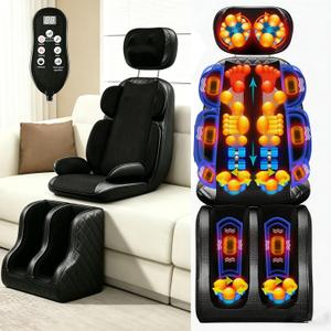 Upgraded Full Body Massage Mat with Foot Massager,Portable 16D Electric Shiatsu Full Body Massage Mat for Neck Back Foot Calf with,3-Speed Adjustable Neck Height Seat Massager