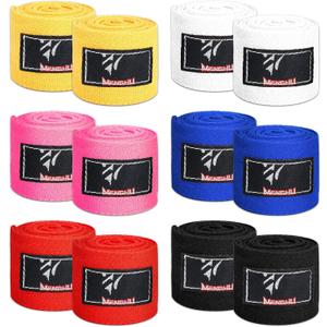 Teling 6 Pairs 2.5 Meter Boxing Hand Wraps for Kids Inner Gloves Handwraps Martial Arts Boxing Wrist Wraps for Kickboxing Muay Thai MMA Training