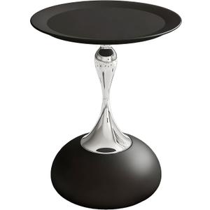 Metal Round End Table,Accent Side Table for Living Room,Black,15.7"Lx 19.7H