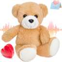 12" Heartbeat Recordable Teddy Bear,Voice Recorder Plush Toy Stuffed Animal Soft Fuzzy Doll Gifts Messages Recording Playback for Kids Birthday Children's Day