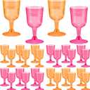 Remerry 24 Pcs Orange Pink Party Plastic Wine Glasses 5 oz Goblets with Stem Hot Pink Orange Unbreakable Drinking Glasses Drinkware Cup for Valentines Day Wedding Birthday Baby Shower Party Supplies