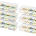 IRIS USA Pencil Case Boxes, 6-Pack, |Made in USA|, Plastic Bead Organizing Containers with Snap Lid for Arts, Crafts, Ephemera, Stickers, & Dance Cheer, Clear - Large