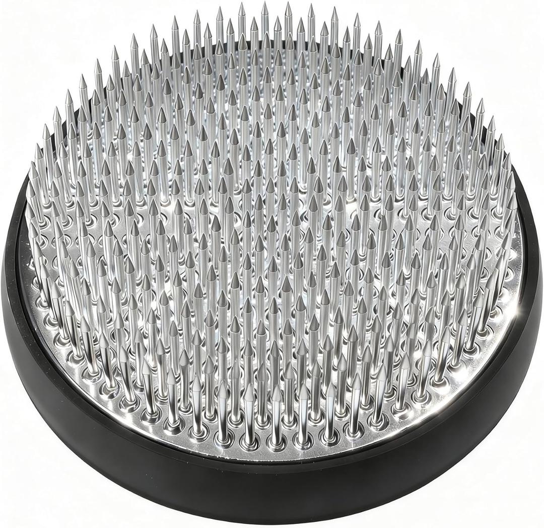 Eggone Flower Frog Stainless Steel Japanese Ikebana Pin Frog Floral Arrangement Holder Kenzan Flower Vase Round Metal Flower Arranger Tool (3.2inch / 80mm)