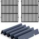Hipoilk Grill Parts for Weber Spirit & Spirit II 300 Series, Spirit E310 E320 E330 S310 S320 S330 Spirit II E310 with Front Control, 7638 Grill Grates 7636 Flavorizer Bars and 69787 Grill Burner
