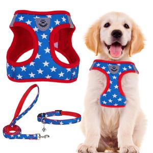 PUPTECK Adjustable Dog Harness Collar and Leash Set Step in No Pull Pet Harness for Small Medium Dogs Puppy and Cats Outdoor Walking Running, Soft Mesh Padded Reflective Vest Independence Harnesses ( Size S )