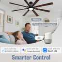 60 Inch Smart Ceiling Fan, Black Indoor/Outdoor Ceiling Fans with Lights and Remote, Compatible with Alexa/Google/App, 3CCT Dimmable 6 Speeds Timing for Living Room Bedroom Patio