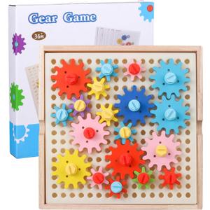 Wooden Gears Toys for Kids, Smart Toys Critical Thinking Puzzle Games, Gears Creative Kids Games Toy for Boys and Girls 3-4-5-6-7-8-9-10-11-12
