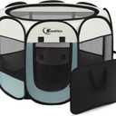 Dog Cat Playpen, Puppy Pet Playpen Indoor for Small Dogs Tent Crates Cage Outdoor, Portable Pop Up Dog Kennel Playpen with Carrying Case for Dogs/Cats/Rabbits, Removable Zipper Top, Grey, Small (29" x 29" x 17")