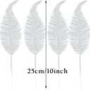 20 Pieces Artificial Christmas Glitter Leaves Branches Sparkly Fake Leaf Sprays for Christmas Tree Picks 10" Ornament Flower Arrangements DIY Crafts Wreaths and Holiday Decoration Tree Filler (White)