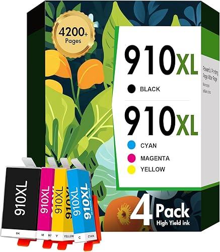 910XL Ink Cartridge 4 Packs Compatible Replacement for HP Ink 910 XL with OfficeJet Pro 8020 8025 8028 8035 8030 8010 8015 8018 8022 Printer, Black Color