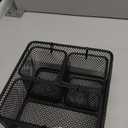 three-compartment black wire mesh desk