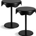 Geelin 2 Pcs Outdoor Side Table 16.5 Inch Black Round Plastic End Table Removable Weatherproof Modern Desk for Outside Patio Snacks Home Office Backyard Pool, 16.5 x 16.5 x 22.4 inches
