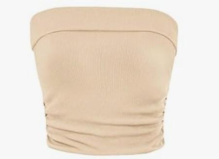Women's Ribbed Knit Basic Y2K Crop Tube Top Sleeveless Strapless Casual Summer Tops.M
