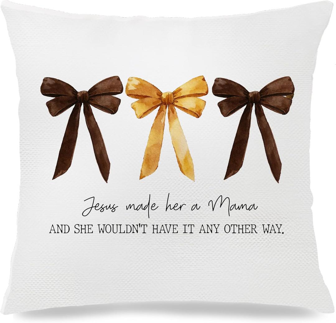 Jesus Made Her A Mama Pillow Cover 18x18，Trendy Mom Jesus Religious Home Decor,Mom Mama Gifts Decorative Throw Pillow Cover for Home Bedroom Living Room