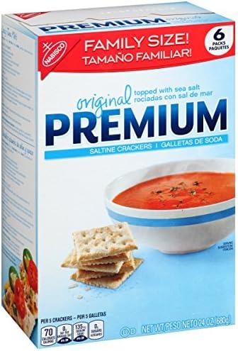 Family size 6 packs original topped with sea salt premium saltine crackers NET 1LB 8oz, Pack of 2, BBD:  18 MAY 2026