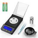 Milligram Scale 50g/0.001g High Precision Mg Scale, Portable Jewelry Scale .001 Gram Accuracy, Powder Scale, Digital Miligram Scale for Powder Medicine with Tray/Tweezers/Calibration Weight, Black