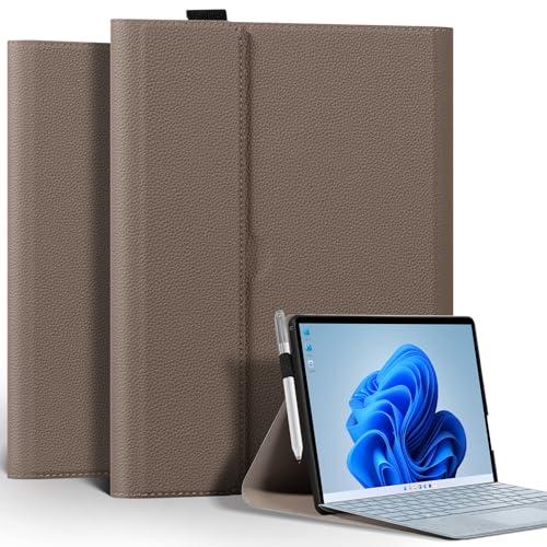 XFYKJIN for Microsoft Surface Pro 4/5/6/7/7+ 12.3" Case, Premium Leather Protective Cover with Surface Pen Holder & Multi-Angle Kickstand, Type Cover Compatible, Auto Sleep/Wake, Gray Brown