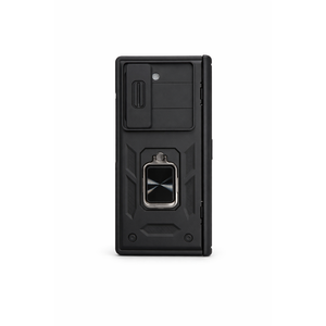 TONGATE for Z Fold 6 Case with Ring Stand, Built-in S Pen Holder & Glass Screen Protector Shockproof Rugged Z6 Phone Case with Slide Camera Cover & Belt Clip for Samsung Galaxy Z Fold 6 2024, Black