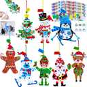 Winlyn 24 Sets Holiday Decorations DIY Christmas Tree Ornaments Winter Crafts Kits Foam Reindeer Penguin Snowman Foam Stickers for Kids Holiday Seasonal Gift Home Classroom Activities Party Favors