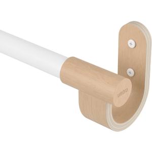 Umbra Bellwood Curtain Rod for Window Drapery, Adjustable Length 42" to 120", Set Includes Finials and Mounting Hardware, White/Natural