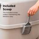 IRIS USA Cat Litter Box Large with Front Door Flap, Covered Enclosed Litter Box Enclosure with Scoop, Handle & Buckles for Portability & Privacy, Hidden Litter Pan, Gray