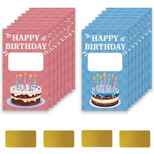PLIGREAT 120 Pack Happy Birthday Scratch Off Cards DIY Your Own Scratch Off Crads with Stickers Birthday Cake Scratch to Win Tickets DIY Coupon Cards for Birthday Party Game Small Business Supplies